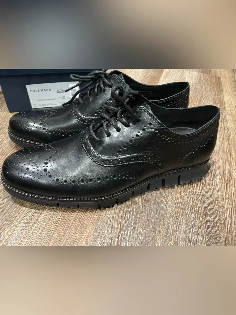 NWB Cole Haan Zerogrand Wing OX Leather Oxford Black Shoes C20719 - Men's Sz 10